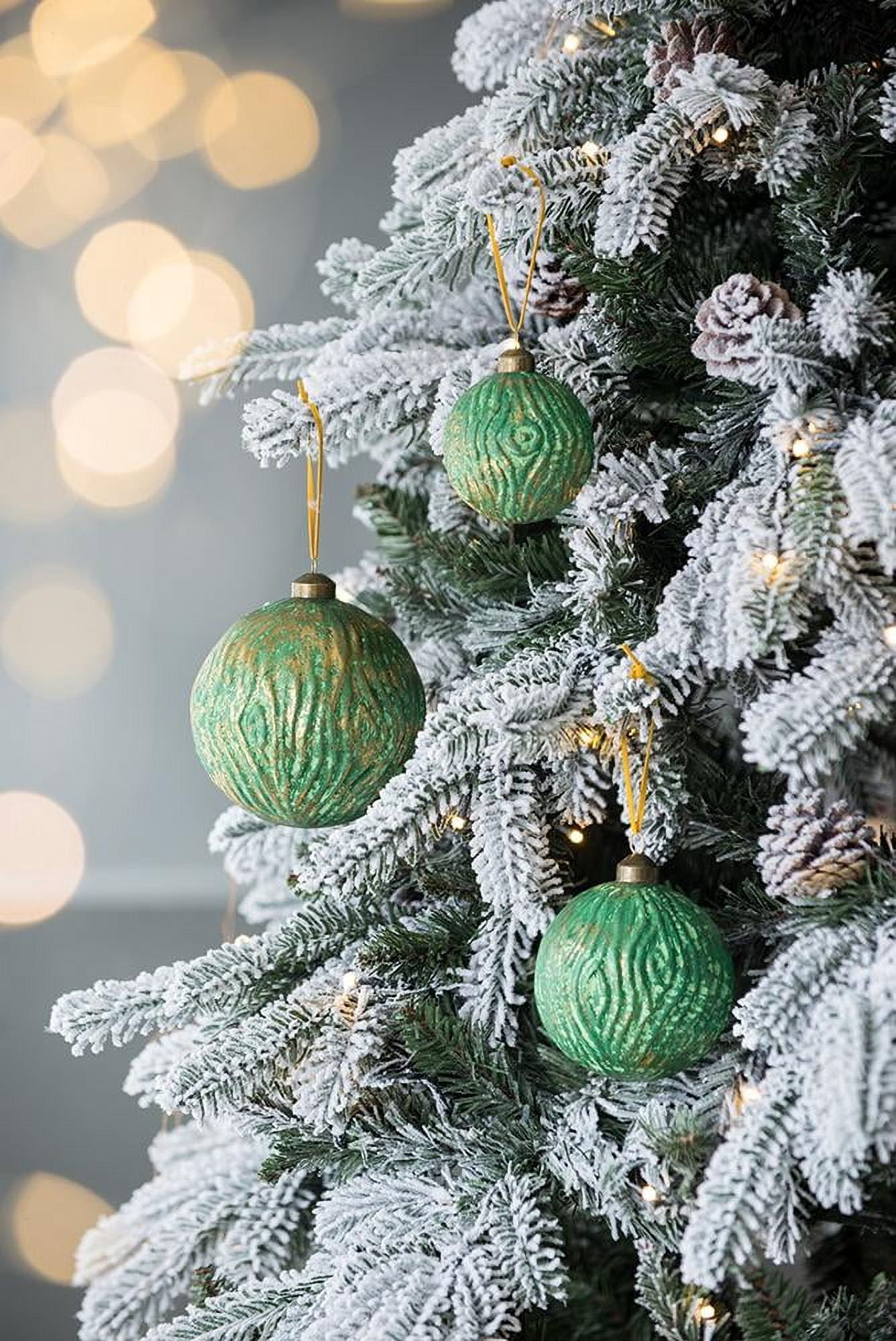 Set of 6 Glass Christmas Ball Ornaments with Glitter and Painting Design by Riccardo Tree Decor