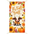 thumbnail image 6 of It’s Fall Y’all Door Cover Thanksgiving Backdrop Pumpkin Sunflower Baby Cow 71x35 Inch Cute Autumn Banner for Porch Wall Decor Fall Farm Party Photo Booth Props, 6 of 6