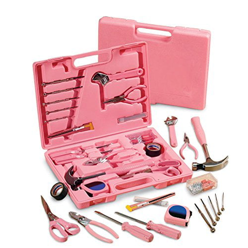 Collections Etc. Ladies' Pink Hardware SteelTec Tool Kit - 105 Pc., Pink