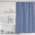 thumbnail image 4 of Dark Blue Striped Waterproof Fabric Shower Curtain,Modern Beige Geometric Country Waterproof Fabric Shower Curtain for Bathroom Curtains Bathtubs Hotel Shower Curtains with 12 Hooks Extra Long 72x84, 4 of 8