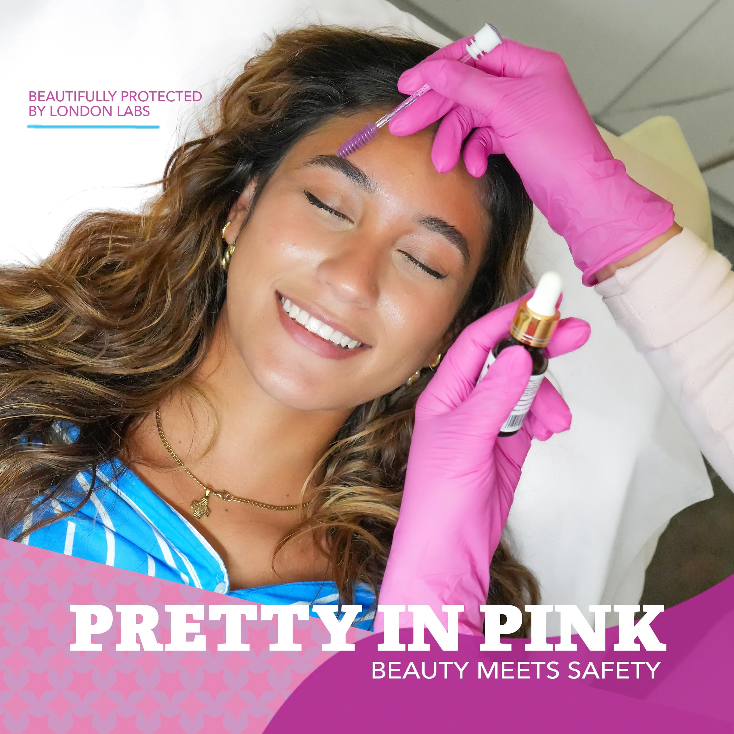 London Labs 4 Mil Disposable Nitrile Gloves, Latex Free & Powder Free Gloves for Esthetician, Nail tech, Cleaning, Cooking & Tattoo - 1000ct medium pink gloves
