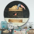 thumbnail image 3 of Designart 'Tweet Gold Birdcage Collage' Farmhouse Metal Circle Wall Art, 3 of 3