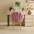 thumbnail image 4 of Ktaxon Vanity Makeup Chair with Teddy Velvet, Shell Design Accent Desk Chair with Lumbar Pillow and Gold Legs, Office Seating for Women Purple, 4 of 9
