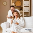 thumbnail image 5 of Vinco Loops Luxury 100% Cotton Terry Cloth Bathrobe for Women and Men – Ultra-Soft Spa & Hotel Collection Unisex Velour Robe with Shawl Collar, Highly Absorbent Premium White Robe, One Size, 5 of 11