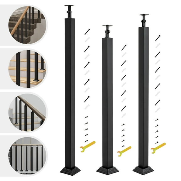 Dwellnix Adjustable Stair Baluster Post, Sturdy Iron Post with Rotatable Head, Perfect for Modern Staircases, Railings, and Balconies