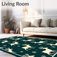 thumbnail image 2 of ODIKA 3'x5' Machine Washable Non-Slip Area Rug, Winter Reindeer and Snowfall Toilet Lid Ensemble High Traffic Rug with Pad, Green, 735778, 2 of 8
