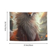 Kdxio Mystic Fox With Halo Wall Hanging Tapestries Banner For Bedroom College Dorm Home Living Room Party Decor 29X37 In