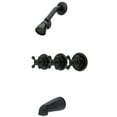 thumbnail image 1 of Kingston Robinet de Douche pour Baignoire en Laiton KB235AX avec Poignée à 3 Croisillons, Bronze Huilé, 1 of 5
