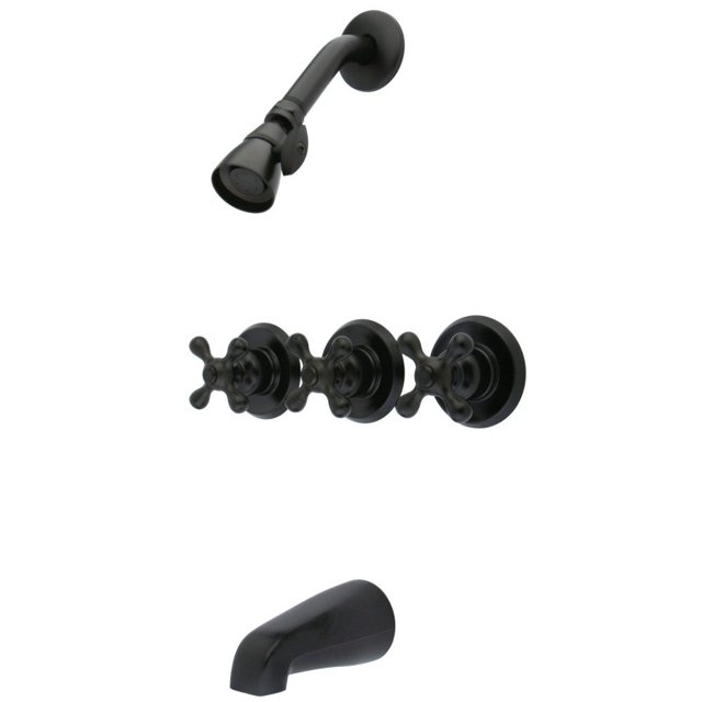 Kingston Robinet de Douche pour Baignoire en Laiton KB235AX avec Poignée à 3 Croisillons, Bronze Huilé