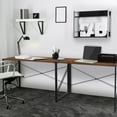 thumbnail image 2 of SUPER DEAL 40 inch Folding Computer Writing Desk Wood and Metal Study Desk, PC Laptop Home Office Study Table, Espresso, 2 of 2