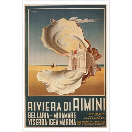 Riviera Di Rimini Vintage Travel Poster Nazzareno Tognacci Italy 1950 (Best Places Italian Riviera)