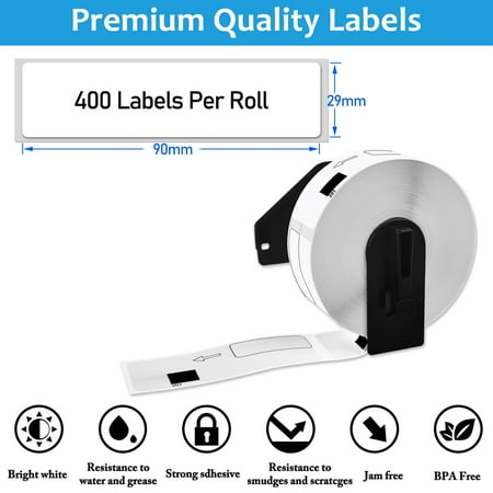 GREENCYCLE 2 Roll 29mm(1-1/7")x 90mm(3-1/2") Standard Address White Label Tape Compatible for Brother DK1201 DK-1201 with Cartridge Used in QL-500 QL-550 QL-570 QL-700 QL-800 Label Printer