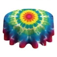 thumbnail image 4 of Rainbow Tie Dye Mandala Flower Pattern Round Tablecloth 60"x60",Wrinkle Wipeable Table Cloth for Kitchen Dining Room Picnic Patio Party, 4 of 6