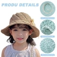 thumbnail image 3 of Sombrero de paja para niñas, sombrero de ala ancha para el sol, para verano y playa, para niñas de 4 a 10 años, 3 of 7