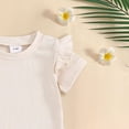 thumbnail image 6 of CAICJ98 Baby Girl Clothes Newborn Girl Coming Home Outfit Ruffle Short Sleeve Solid Onesie Romper Infant Girl Clothes (Beige,3-6 Months), 6 of 6