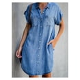 thumbnail image 1 of Vestido genérico de mezclilla de manga corta para mujer, color azul, 1 of 3