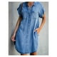 thumbnail image 1 of Vestido genérico de mezclilla de manga corta para mujer, color azul, 1 of 3