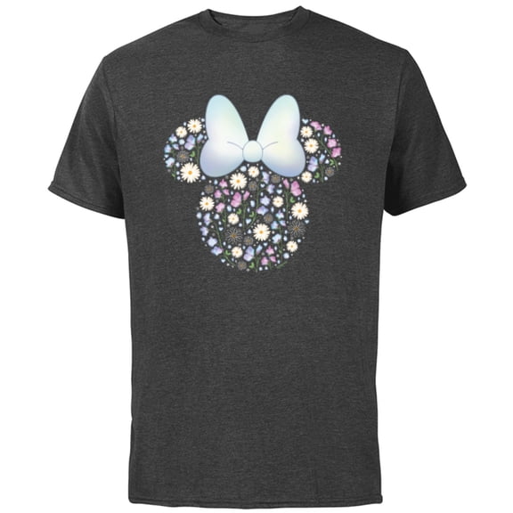 Disney Minnie Mouse April Birth Month Birthstone & Flowers - Short Sleeve Cotton T-Shirt for Adults - Customized-Charcoal