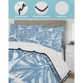 thumbnail image 4 of Quilts Full Size Bedding Set, Blue Monstera Deliciosa Lightweight Quilted Comforter, Summer Botanical Tropical Soft Reversible Bedspread Coverlet with Pillow Covers for All Season, 78" x 90", 4 of 7
