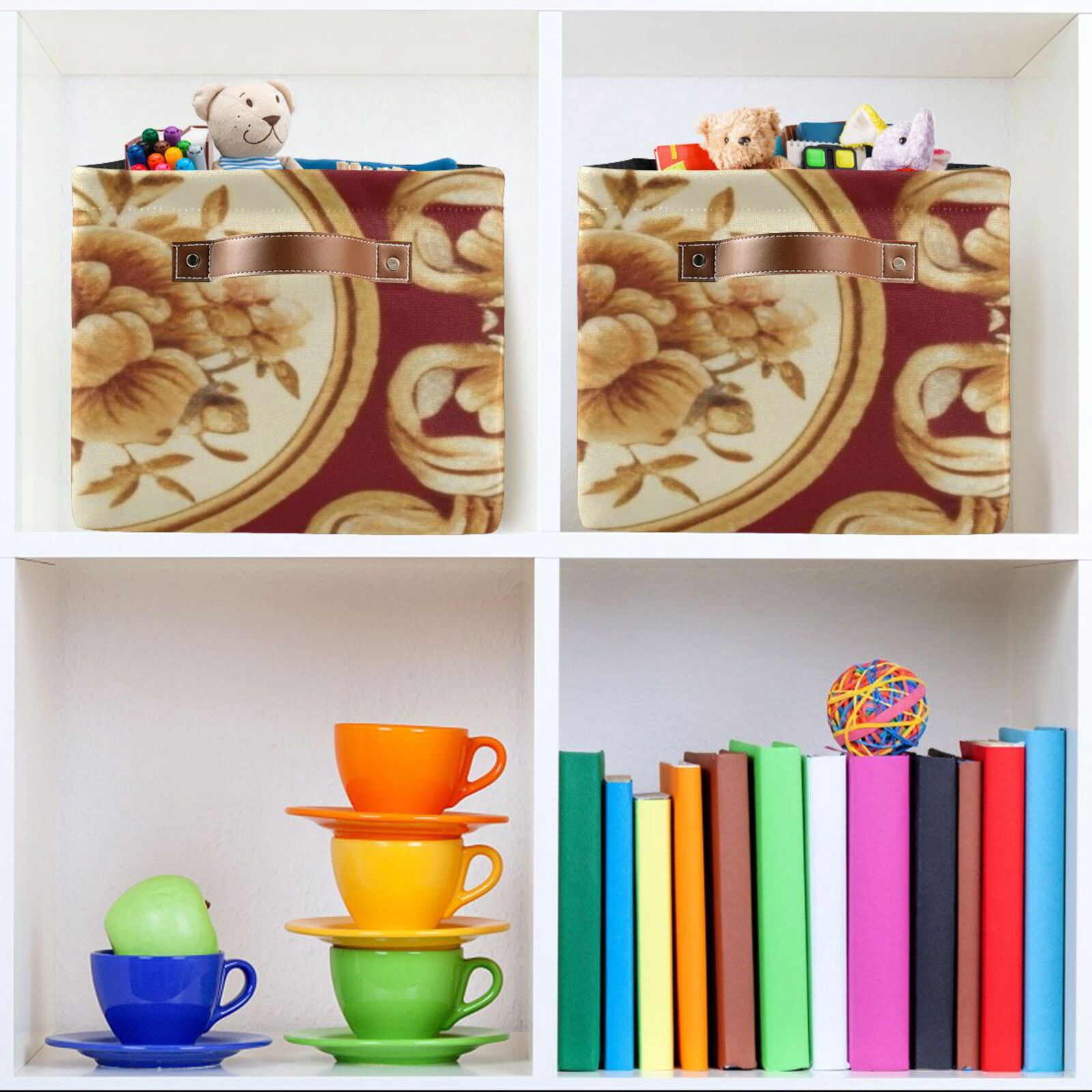 Pattern Vintage Traditional Storage Bins Baskets With Handles Storage Box Clothes Organizer Organization Toys