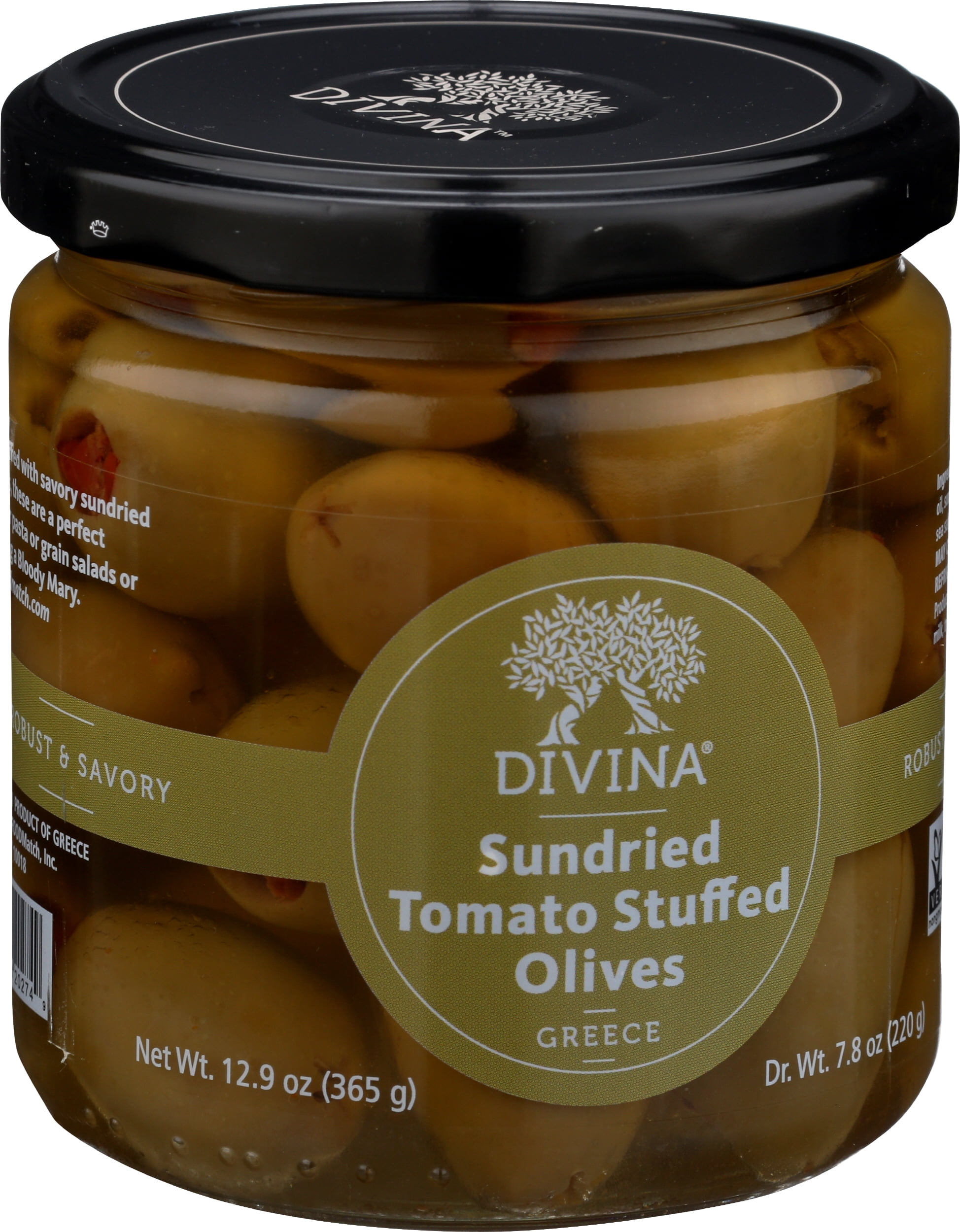 Pack of 6, Divina Sundried Tomato Stuffed Olives, 12.9 oz