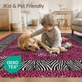 thumbnail image 4 of ODIKA Pink Spotted Leopard Center Zebra Striped Frame Bold Print Cheetah Pet Friendly & Kids Safe Play for Playroom, Bedroom, Reading Nook, 4 of 7