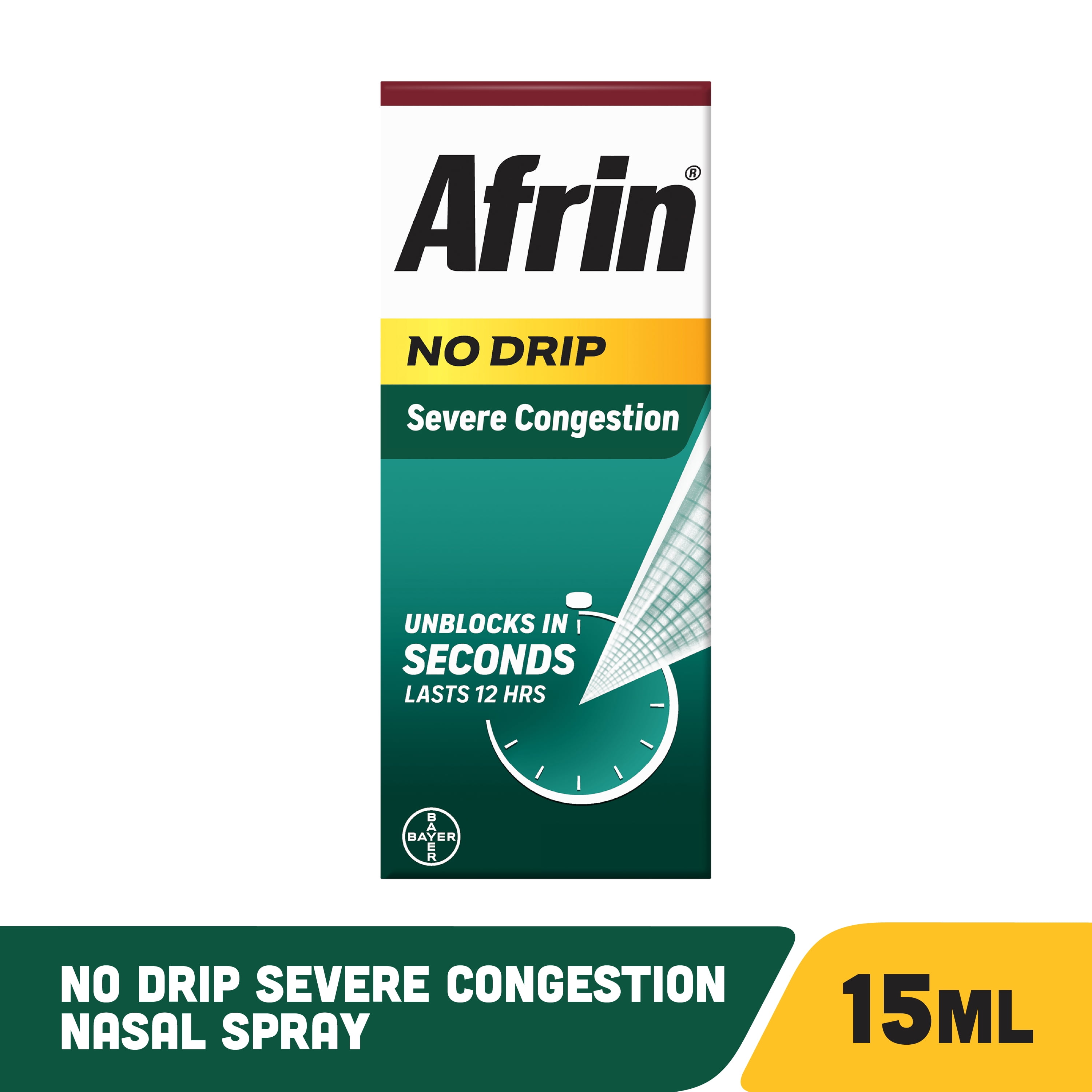 (3 pack) Afrin No Drip Severe Congestion Pump Mist Nasal Spray, 12 Hour Congestion Relief, 15 ml