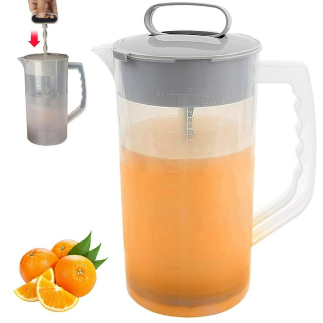 Ynlkorvg Food Storage Mixing Pitcher 68 Oz Juice For Fridge Plastic Pitcher With Lids Plunger &Handle Tea Pitcher Clear Pitcher Jug Mixing Pitcher