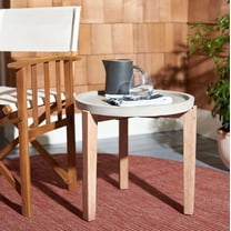 SAFAVIEH Serka Outdoor Patio Side Table, Natural/Light Grey