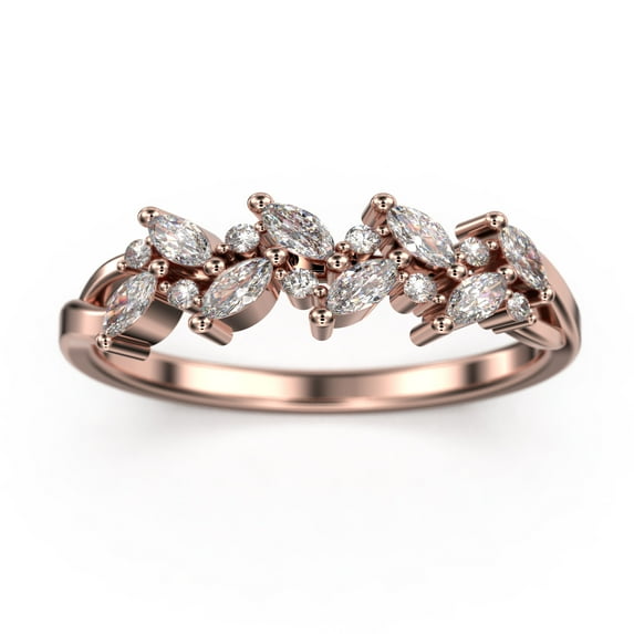 0.40ct Alternating Marquise And Round Diamond Moissanite 10K Rose GoldWedding Band