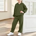 thumbnail image 7 of BXJX Girls Outfit Sets, School Long Sleeve Outdoor 2 Piece Hoodies and Joggers Sets Army Green Size 10-11 T, 7 of 7