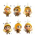 thumbnail image 2 of 2D Acrylic Flat Printing Cartoon Cute Bees Car Ornament Rear View Mirrorr Pendant Tree Window Hangings Decor Creative Ornament, 2 of 4