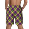 thumbnail image 4 of Gaeub Mardi Gras Plaid Mens Swim Trunks Stretch Beach Shorts Quick Dry for Men Swim Shorts Swimwear with Pockets- XX-Large, 4 of 9