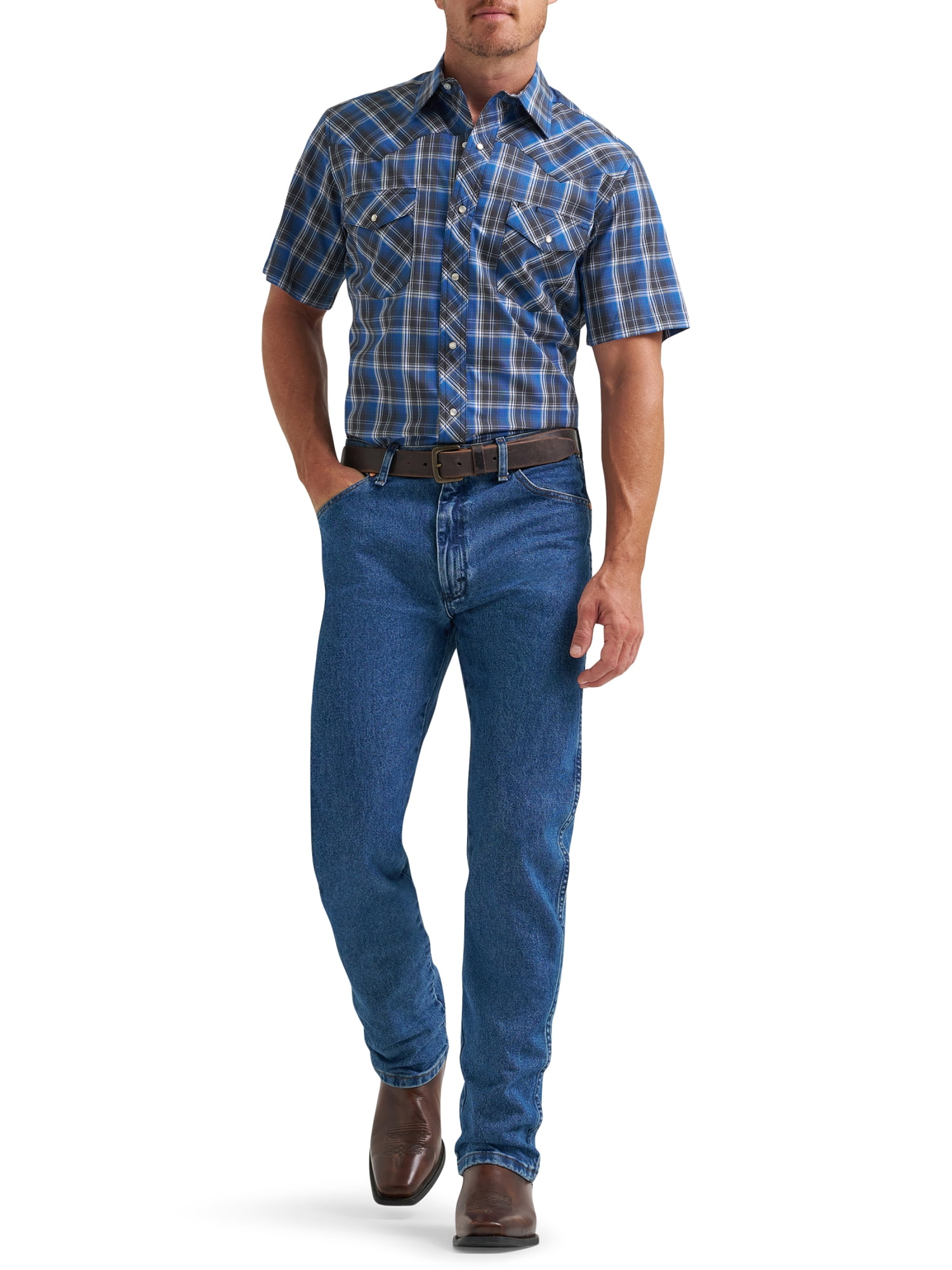 Wrangler® Men's and Big Men's Regular Fit Short Sleeve Western Shirt, Sizes S-5XL