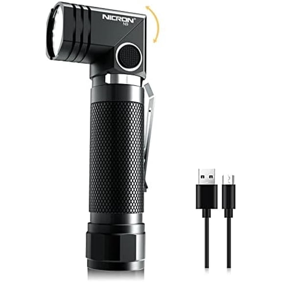Flashlights,Rechargeable Magnetic Flashlight Super Bright 1000 lumens 6 Modes led Flashlight for Camping,Garage Work, 90°Twist EDC Pocket Tactical Flashlight IP65 Waterproof N9$$