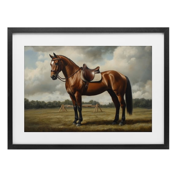 Stupell Industries Traditional Red Mare in Pastoral Landscape Black Framed Print Under Glass, 20 x 14, by Petals Prints Design