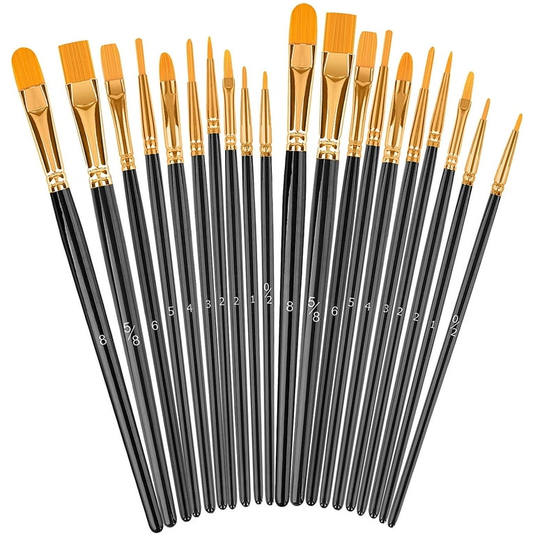 Acrylic Paint Brush Set for All Purpose Oil Watercolor Face Body Rock Painting Artist, Small Paint Brush Kits for Kids Adult Drawing, Women's, Black