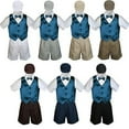 thumbnail image 1 of Boy Toddler Formal Green Teal Vest Bow Tie White Khaki Black Hat 5pc Set sz S-4T, 1 of 2