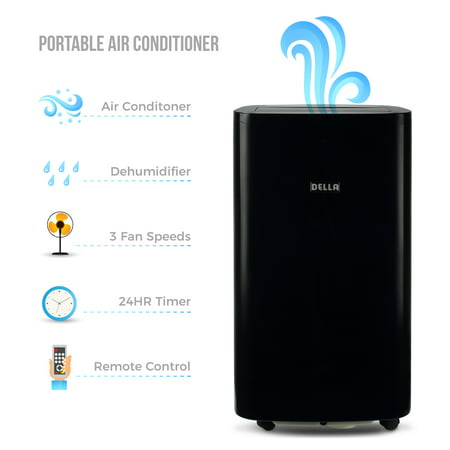 Della 14000 BTU 4-in1 Portable Air Conditioner Fan Cooling Dehumidifier Cool LED with Remote for Rooms Up To 450 Sq. (Best 14000 Btu Portable Ac)