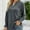 Gray, variant on Women's Solid Color Loose V Neck Blouses Dressy Casual Puff Long Sleeve Fall Pullover Shirts Tops with Smocked Cuffs