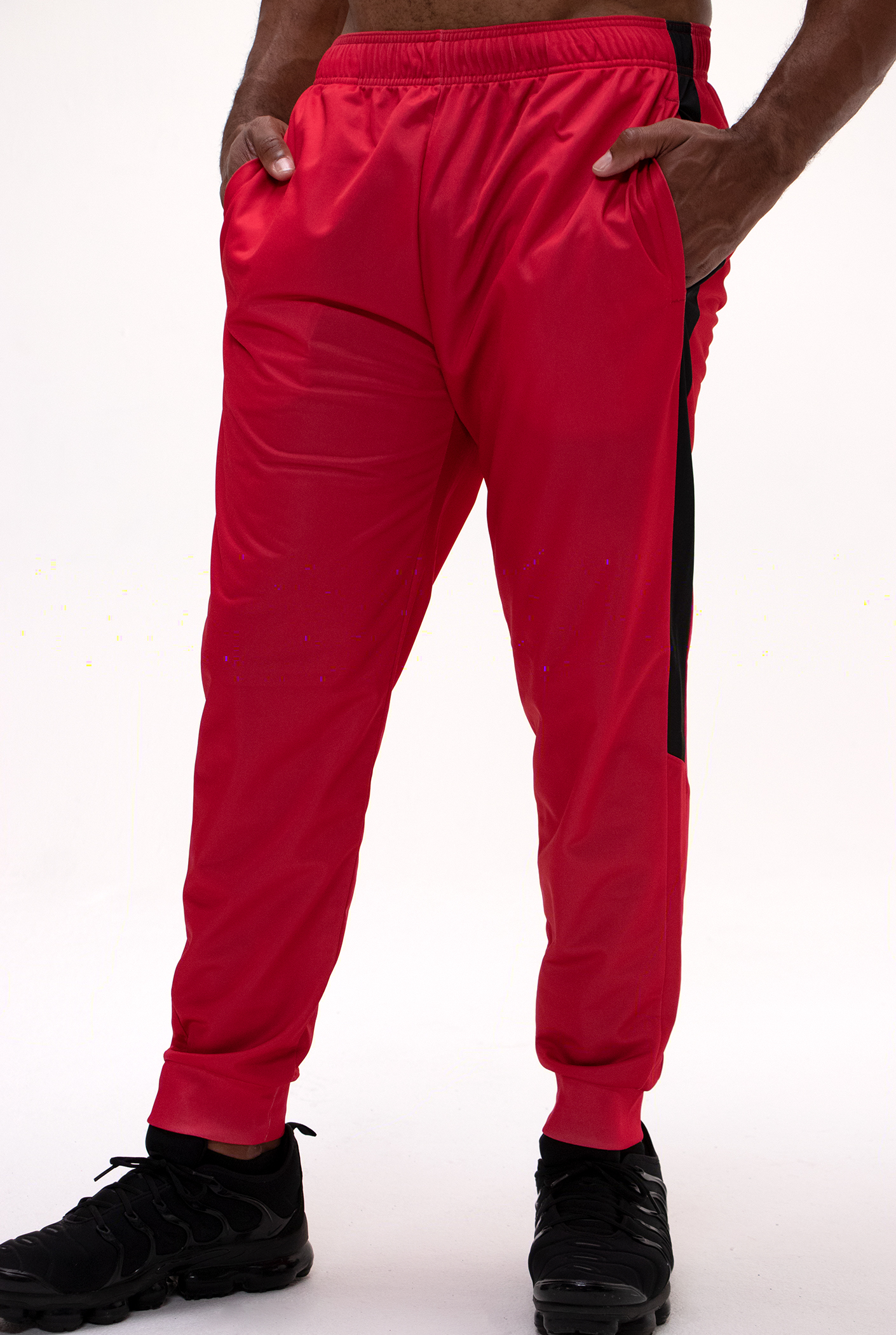 thumbnail image 5 of DEVOPS 2 Pack Men's Active Performance Workout Athletic Training Jogger Sweatpants Gymwear (Medium, Black/Red), 5 of 7