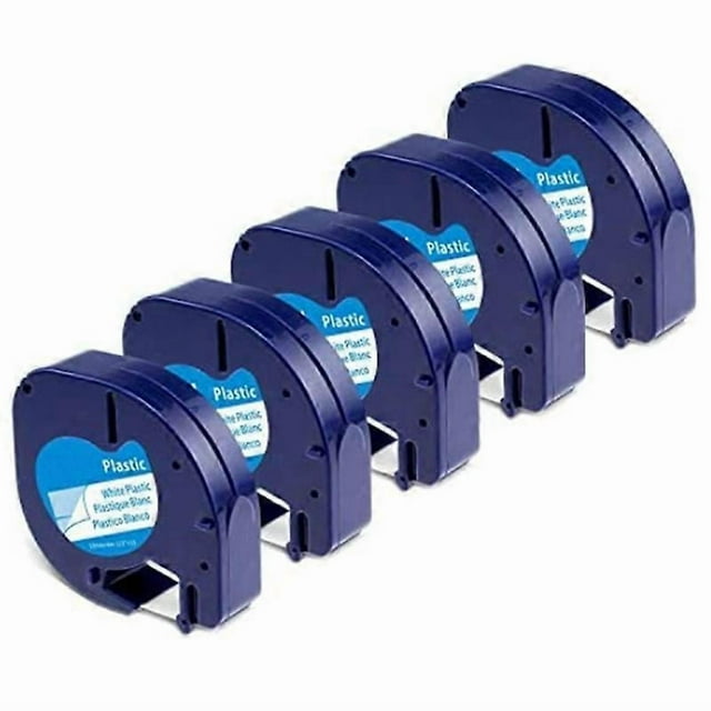 5-Pack Label Maker Tape for DYMO LetraTag Refill Plastic 91331, Compatible Label Tape Black on White