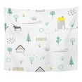thumbnail image 1 of UFAEZU Scandinavian Geometric Simple Flat Deer House Trees Tulip and Landscape Map Wall Art Hanging Tapestry Home Decor for Living Room Bedroom Dorm 60x80 inch, 1 of 2