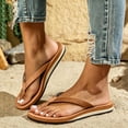 thumbnail image 6 of Bkhluea Women Distressed Suede Stitch Detail Thong Flat Flip Flop Sandals Slip On Casual Footwear For Beach Home Outdoor Daily Summer Walking Shopping, 6 of 6