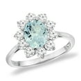 thumbnail image 1 of 14K White Gold Diamond Natural Aquamarine Engagement Ring Oval 8x6 mm, size 6.5, 1 of 1