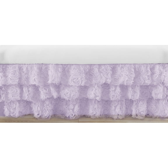 Rose Lavender 3-Tiered Dust Ruffle Crib Skirt by Sweet Jojo Designs