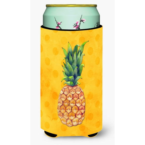 Carolines Treasures  Pineapple Yellow Polkadot Tall Boy Beverage Insulator Hugger - Yellow
