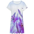 thumbnail image 3 of Purple Butterfly Short Sleeve Dress Women Summer Evening Dresses Ladies Sundress, 3 of 7