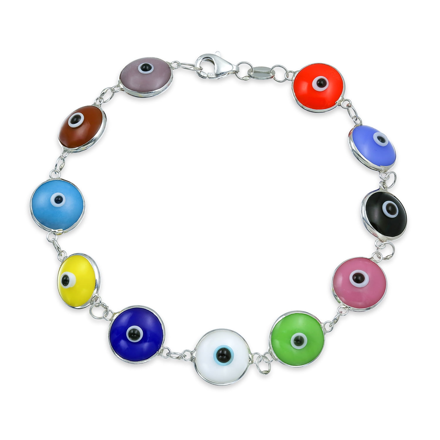 STAINLESS STEEL EVIL EYE NECKLACE GOLD /& SILVER TONE BEADS GREEK NAZAR MATI BEAD