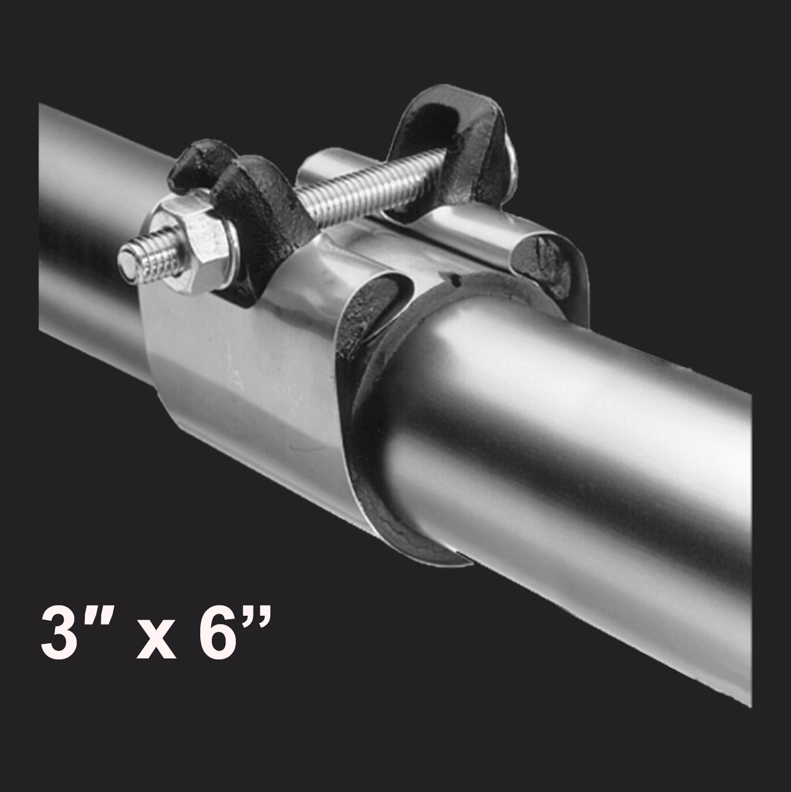 Highcraft Pipe Repair Clamp 6" One Bolt, 3" Long Stainless Steel (5 Pack)